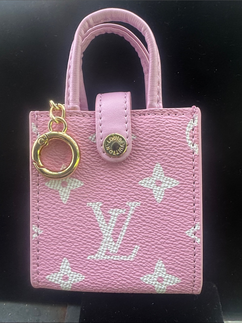 Bag mini charm key holder Pink Monogram Mini Tote Key Charm